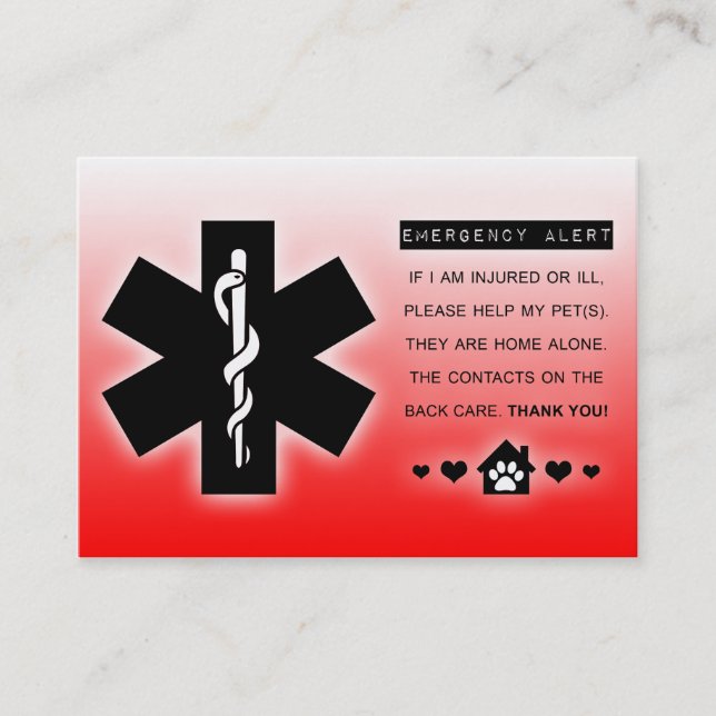 Tarjeta De Visita mascota solo en casa (Anverso)