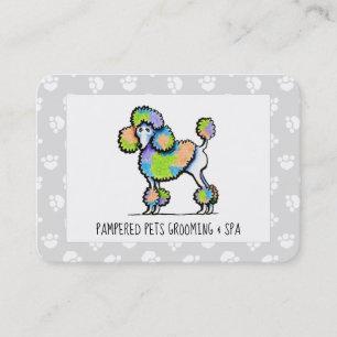 Tarjeta De Visita Mascota Spa Dog Groomer Business Rainbow Poodle GY
