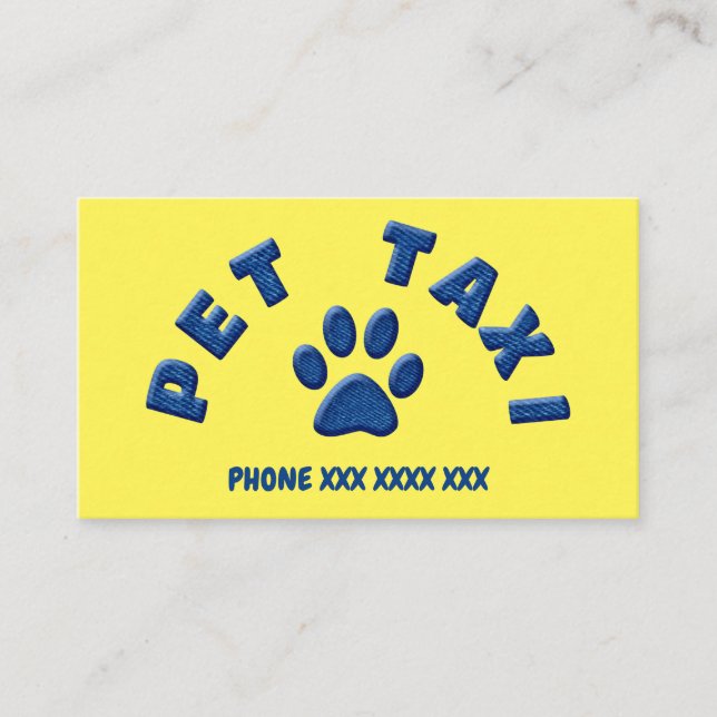 Tarjeta De Visita mascota taxi denim (Anverso)