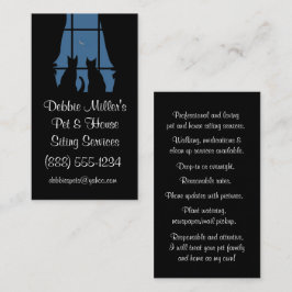 Tarjeta De Visita Mascota y gatos de la casa en la ventana