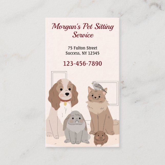 Tarjeta De Visita Mascotas de la Casa Sitting Service Business Card (Anverso)