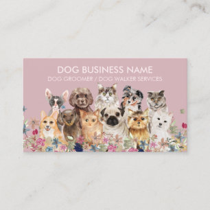 Tarjeta De Visita Mascotas Lindas Rosadas Razas de Perros Gatos