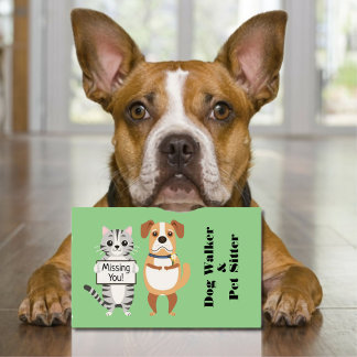 Tarjeta De Visita mascotas sentados de gatos y perros perritos perre