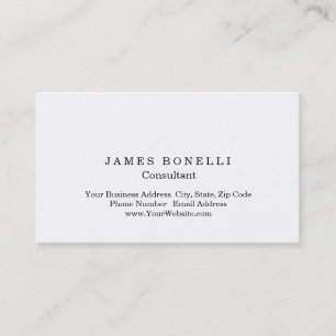 Tarjeta De Visita Masculina consultora Minimalista blanca moderna