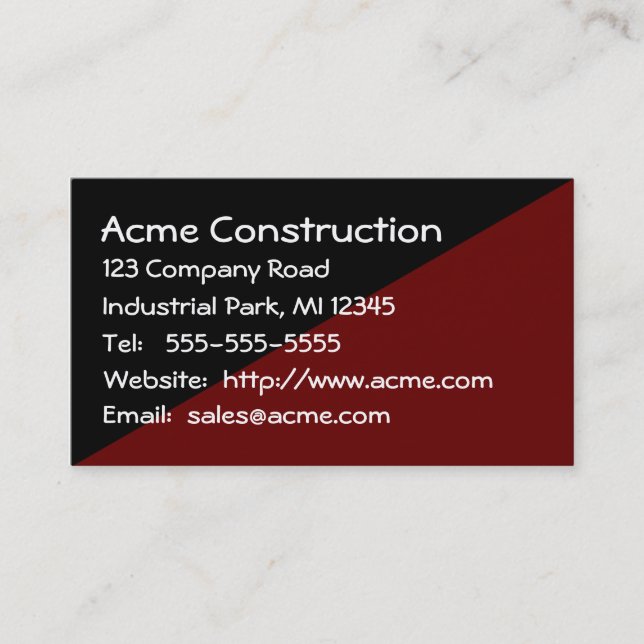 Tarjeta De Visita Masculina fuerte No Frills Brown and Black Plain (Anverso)