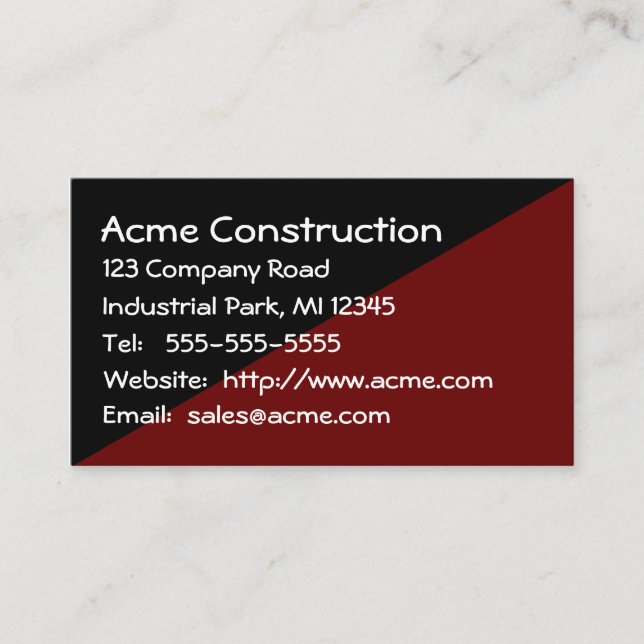 Tarjeta De Visita Masculina fuerte No Frills Brown and Black Plain (Anverso)