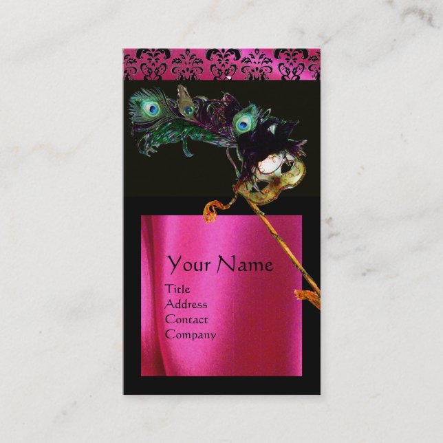 TARJETA DE VISITA MASCULINA ROSA NEGRA FUCHSIA SILK ROPA (Anverso)