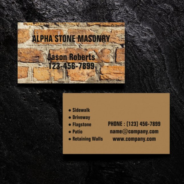 Tarjeta De Visita Mason Contractor Stone Paver Paving Stone Masonis (Mason Contractor Stone Paver Paving Stone Masonry Business Card)