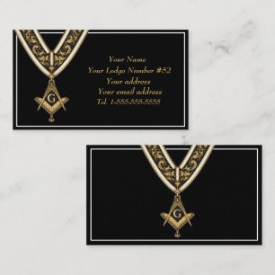 Tarjeta De Visita Masón Francmasonería Símbolo Masónico Negro Dorado