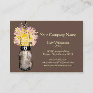 Tarjeta De Visita Mason Jar & Wildflowers