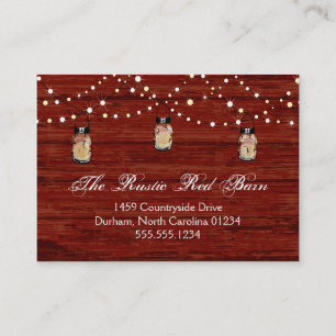 Tarjeta De Visita Mason Jar y luces rusticas