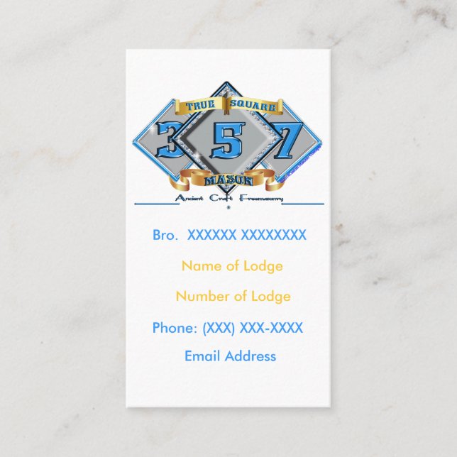 Tarjeta de visita masónica (Anverso)