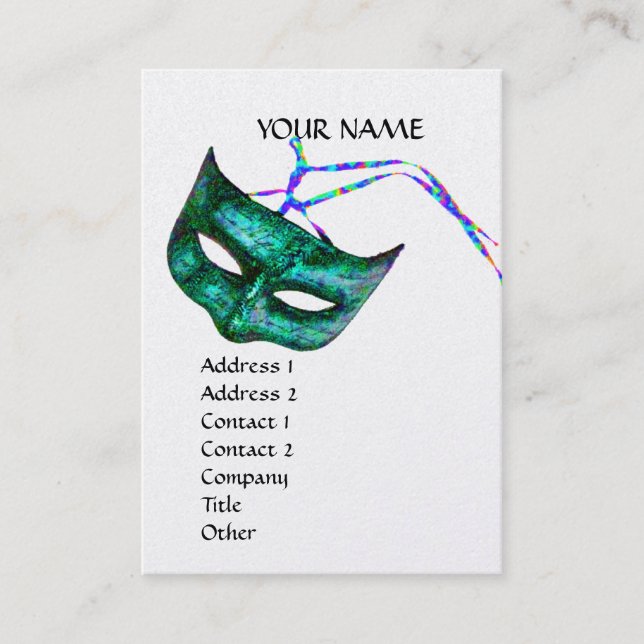 Tarjeta De Visita MASQUERADE FIESTA platino (Anverso)