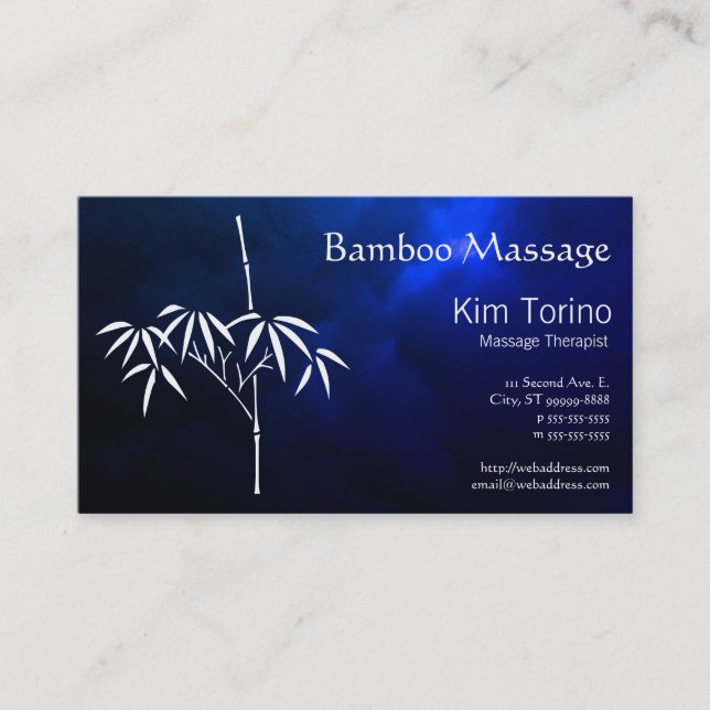 Tarjeta De Visita Massage Therapist Bamboo Dark Clouds Appointment (Anverso)