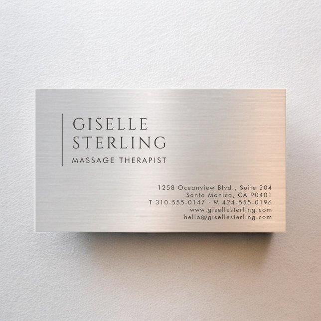 Tarjeta De Visita Massage Therapist Brushed Metal (Subido por el creador)