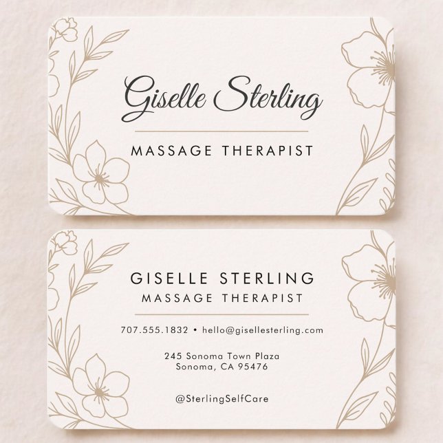 Tarjeta De Visita Massage Therapist Floral (Subido por el creador)