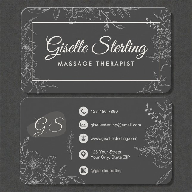 Tarjeta De Visita Massage Therapist Floral (Subido por el creador)