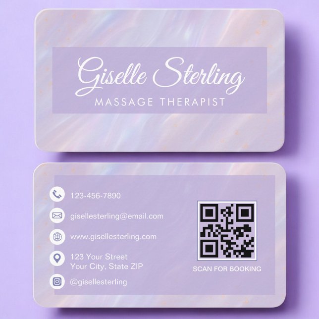Tarjeta De Visita Massage Therapist Iridescent QR Code Professional (Subido por el creador)