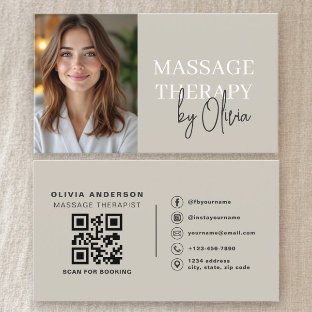 Tarjeta De Visita Massage Therapist QR Code Photo (Subido por el creador)