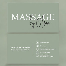 Tarjeta De Visita Massage Therapist Sage Green 