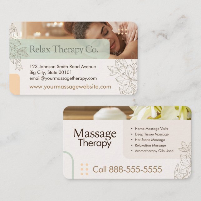 Tarjeta De Visita Massage Therapy Business Card (Anverso / Reverso)