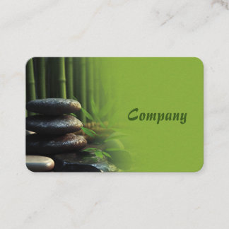 Tarjeta De Visita Massage Zen Stones Spa Wellness tranquility green