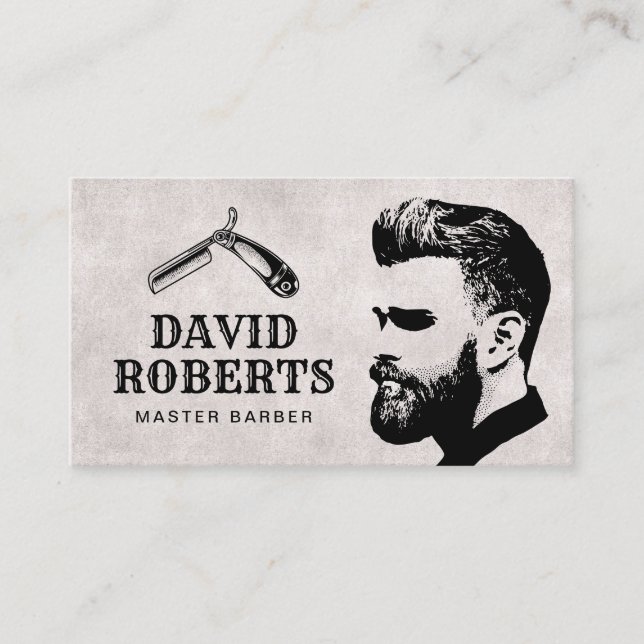 Tarjeta De Visita Master Barber Razor Barbershop Hair Stylist (Anverso)