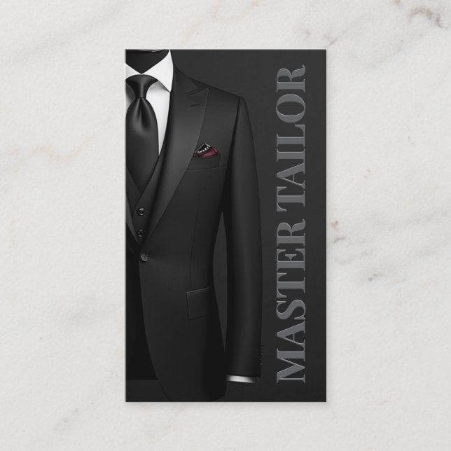 Tarjeta De Visita Master Tailor Classic Black Tuxedo Boutique (Anverso)