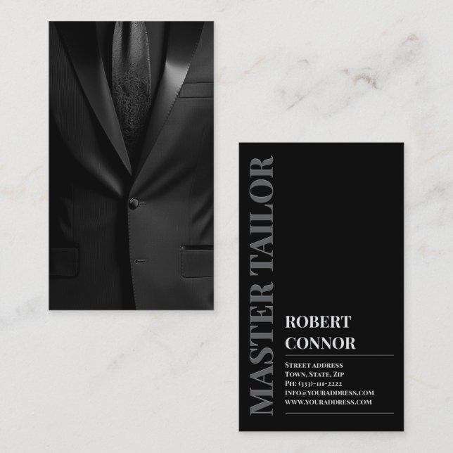 Tarjeta De Visita Master Tailor Classic Black Tuxedo Boutique (Anverso / Reverso)