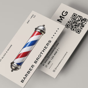 Tarjeta De Visita Mástil de Barbería Retro Moderno de Arena Barbería