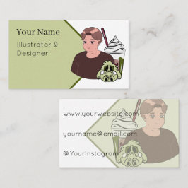 Tarjeta De Visita Matcha Latte & Sad Little Monster – Estética Anim