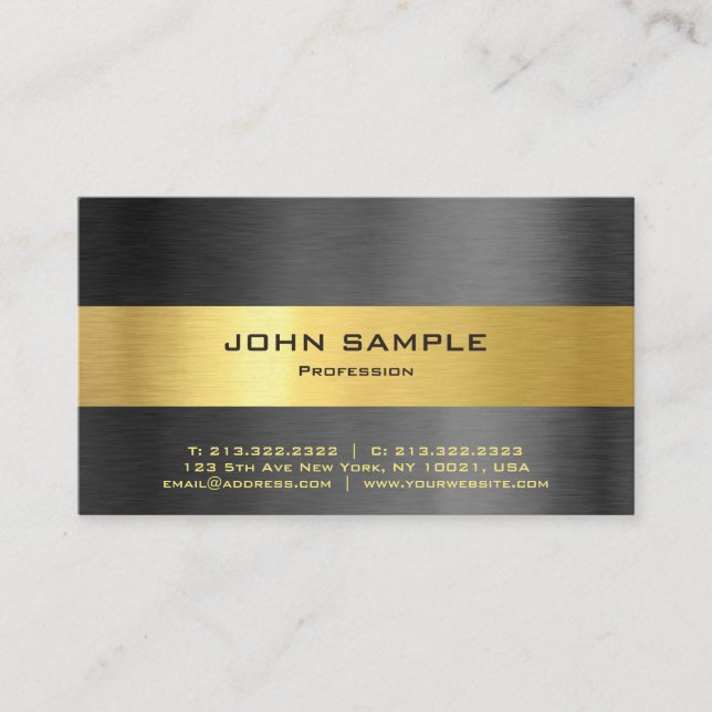 Tarjeta De Visita Mate moderno profesional elegante del negro y del (Anverso)