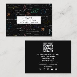 Tarjeta De Visita Matemática Maestra Tutor Ecuaciones Math Formulas