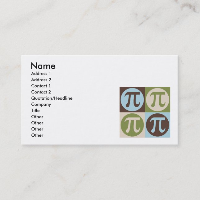 Tarjeta De Visita Matemáticas del arte pop (Anverso)