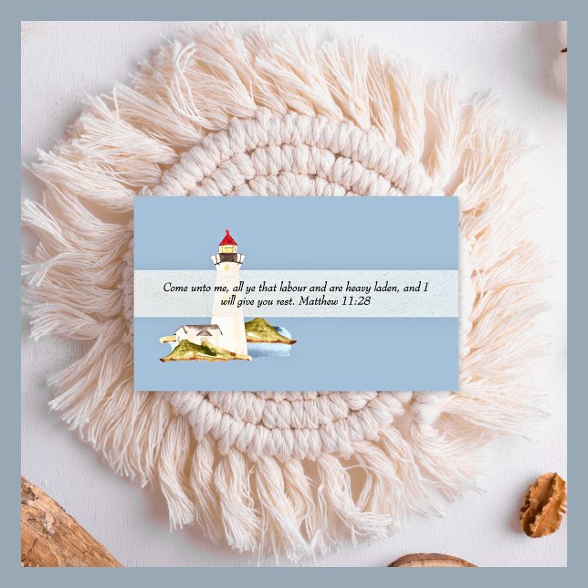 Tarjeta De Visita Mateo 11:28 Faro Cristiano (Matthew 11:28 Lighthouse Christian Business Card)