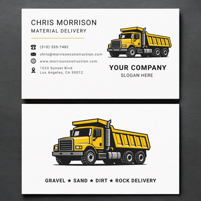 Tarjeta De Visita Material Delivery Dump Truck (Subido por el creador)