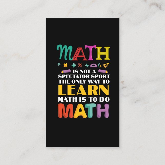 Tarjeta De Visita Math Teacher Mathematice Student School (Anverso)