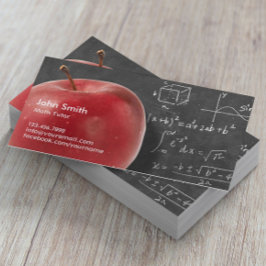 Tarjeta De Visita Math Tutor Profesional Red Apple & Chalkboard