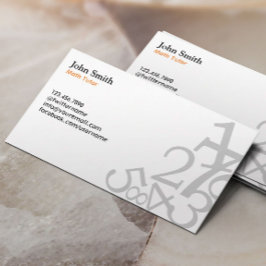 Tarjeta De Visita Math Tutor Simple Numbers Teachin Plain