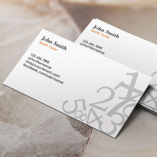 Tarjeta De Visita Math Tutor Simple Numbers Teachin Plain (Subido por el creador)