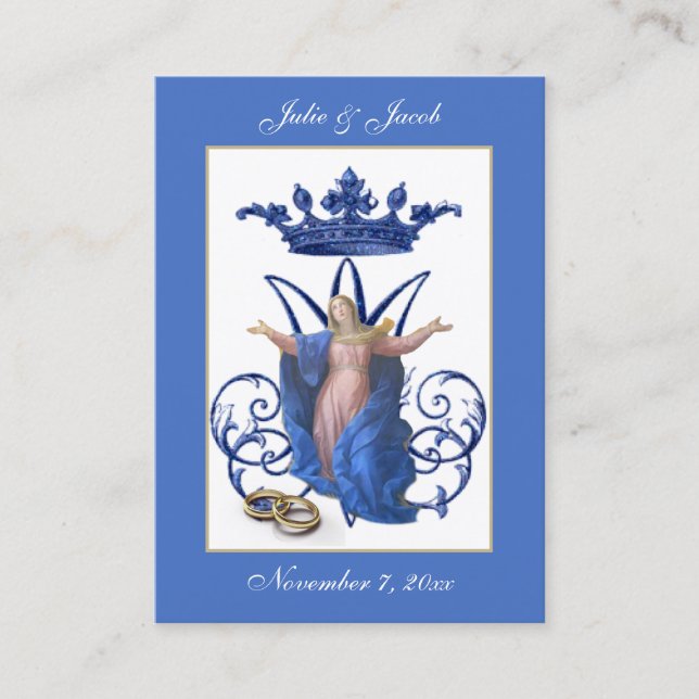 Tarjeta De Visita Matrimonio católico Marian Favor de la Sagrada Tar (Anverso)