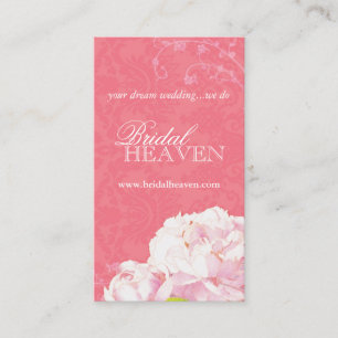 Tarjeta De Visita Matrimonio de damasco de Peonía Rosa Coral