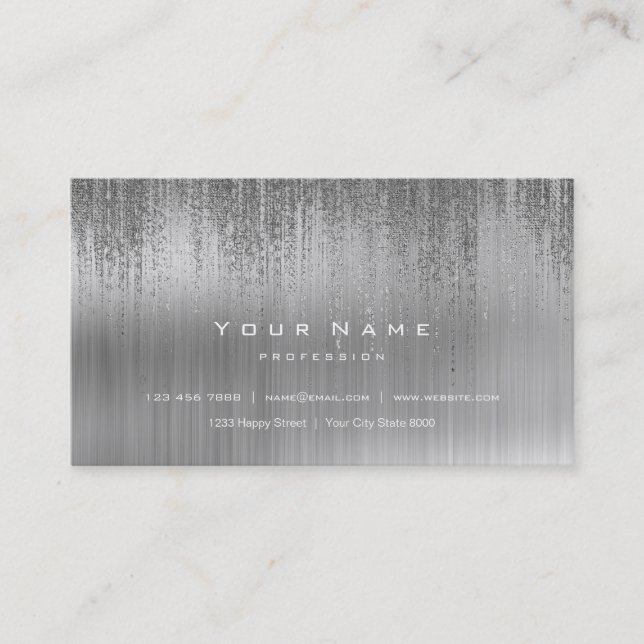 Tarjeta De Visita Matriz VIP Metálica de Plata Blanca Gris Cyber Rai (Anverso)