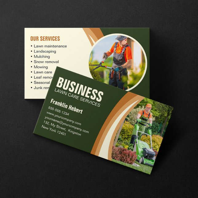 Tarjeta De Visita Maullaje de Verdes Marrones Biege Lawn Care (Subido por el creador)