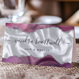 Tarjeta De Visita Mauve Agate Silver Purpurina Luxury