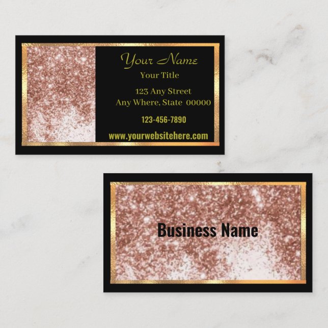 Tarjeta de visita Mauve Black Gold Sparkle (Anverso / Reverso)