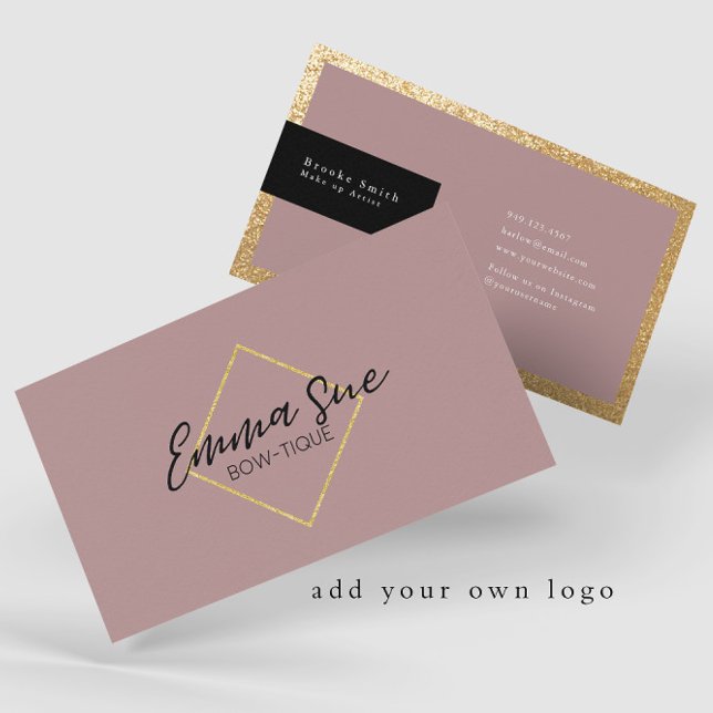 Tarjeta De Visita Mauve Gold Elegant Luxury Añadir su logotipo (Subido por el creador)