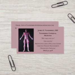 Tarjeta De Visita Mauve Internista DR Human Body Medicina Interna