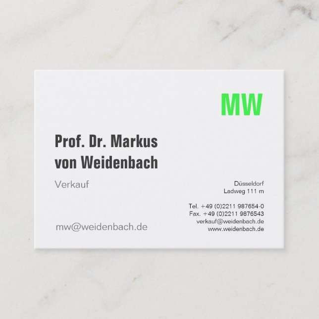 Tarjeta De Visita Máxima elegancia verde (Anverso)