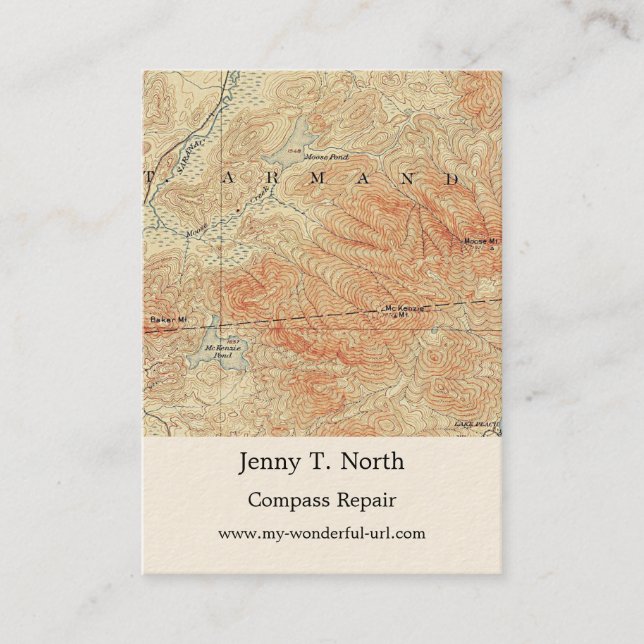 Tarjeta De Visita McKenzie y Moose Ponds, detalles de la montaña McK (Anverso)